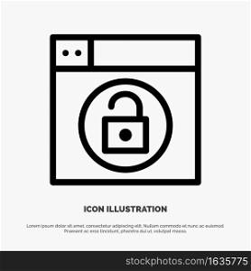 Web, Design, Lock, Unlock Line Icon Vector