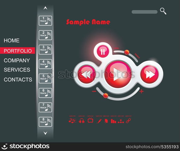 Web Design multimedia GUI elements set.