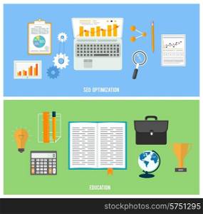 Web design objects, seo optimization, business, office and education items icons.