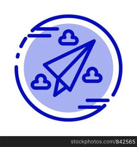 Web, Design, Paper, Fly Blue Dotted Line Line Icon