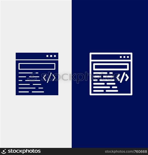 Web, Design, Text Line and Glyph Solid icon Blue banner Line and Glyph Solid icon Blue banner