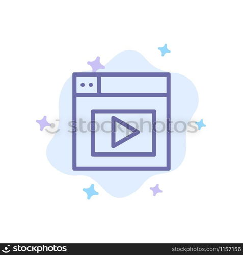 Web, Design, Video Blue Icon on Abstract Cloud Background