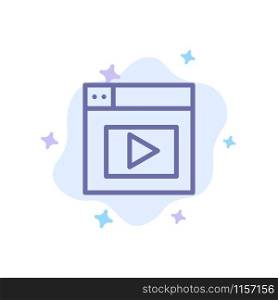 Web, Design, Video Blue Icon on Abstract Cloud Background