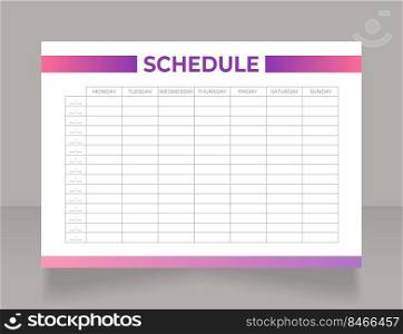 Web designer course schedule worksheet design template. Printable goal setting sheet. Editable time management s&le. Scheduling page for organizing personal tasks. Montserrat font used. Web designer course schedule worksheet design template