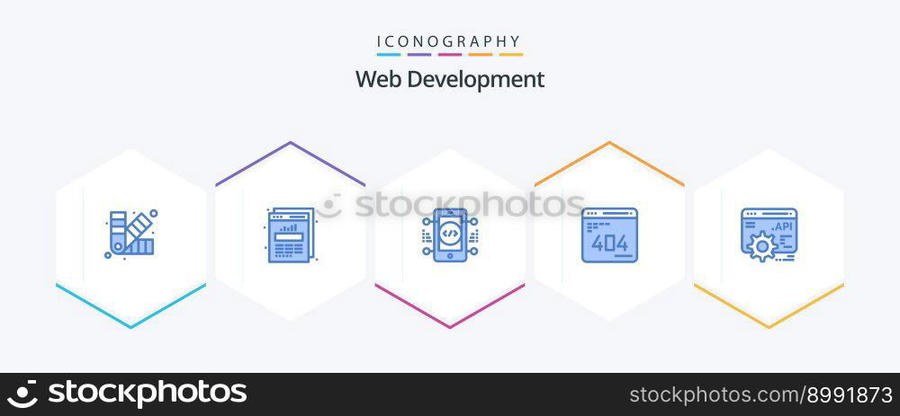 Web Development 25 Blue icon pack including api. web. coding. error. develop