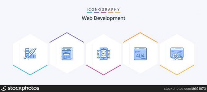 Web Development 25 Blue icon pack including api. web. coding. error. develop