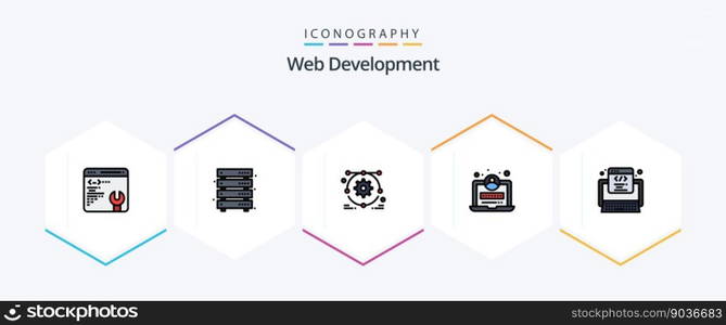 Web Development 25 FilledLine icon pack including web. development. development. code. web