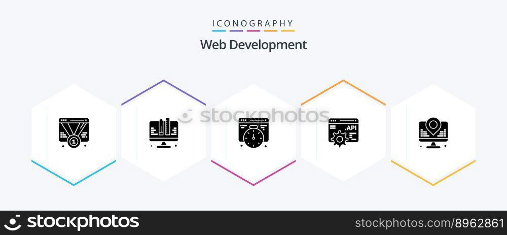 Web Development 25 Glyph icon pack including location. development. web. application programme interface. api