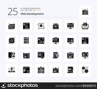 Web Development 25 Solid Glyph icon pack including serving. web. setting. speed. programming