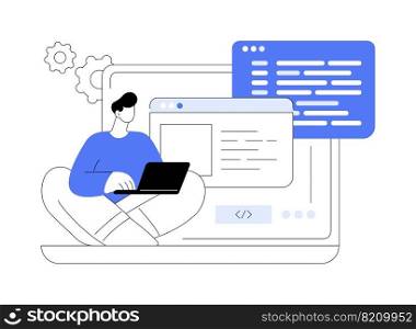 Web development abstract concept vector illustration. Website architecture, web development company, application coding, UI and UX design, mobile app deployment, programming abstract metaphor.. Web development abstract concept vector illustration.