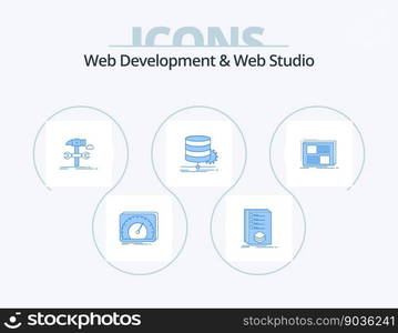 Web Development And Web Studio Blue Icon Pack 5 Icon Design. data. algorithm. listing. service. hammer