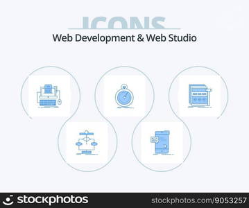 Web Development And Web Studio Blue Icon Pack 5 Icon Design. fast. screen. mail. monoblock. coding