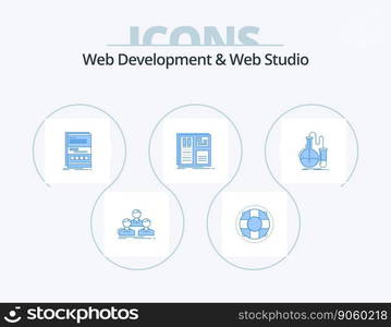 Web Development And Web Studio Blue Icon Pack 5 Icon Design. interface. design. lifesaver. responsive. internet