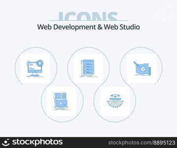 Web Development And Web Studio Blue Icon Pack 5 Icon Design. list. check. structure. static. page