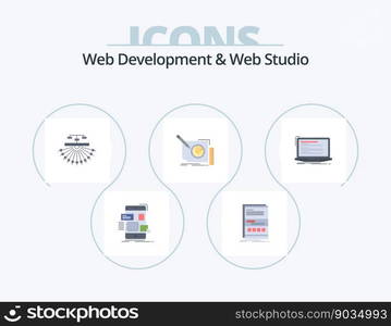 Web Development And Web Studio Flat Icon Pack 5 Icon Design. frame. content. page. web. site