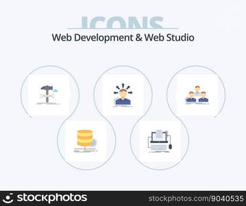 Web Development And Web Studio Flat Icon Pack 5 Icon Design. options. conversion. monoblock. service. hammer