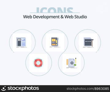Web Development And Web Studio Flat Icon Pack 5 Icon Design. web. wire. feedback. ui. interface