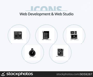 Web Development And Web Studio Glyph Icon Pack 5 Icon Design. list. check. layout. ui. interface