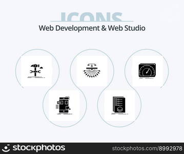 Web Development And Web Studio Glyph Icon Pack 5 Icon Design. site. optimization. listing. service. hammer
