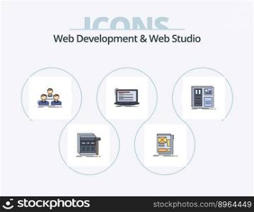 Web Development And Web Studio Line Filled Icon Pack 5 Icon Design. page. internet. layout. flow. data