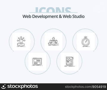 Web Development And Web Studio Line Icon Pack 5 Icon Design. chart. feedback. text. frame
