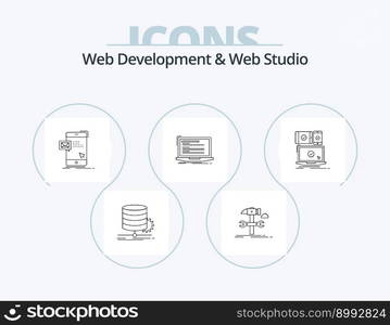 Web Development And Web Studio Line Icon Pack 5 Icon Design. data. algorithm. research. responsive. internet