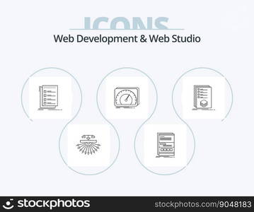 Web Development And Web Studio Line Icon Pack 5 Icon Design. options. conversion. site. screen. computer