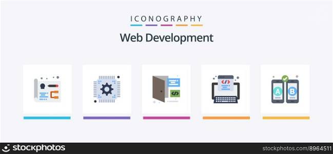 Web Development Flat 5 Icon Pack Including mobile. development. coding. web. development. Creative Icons Design