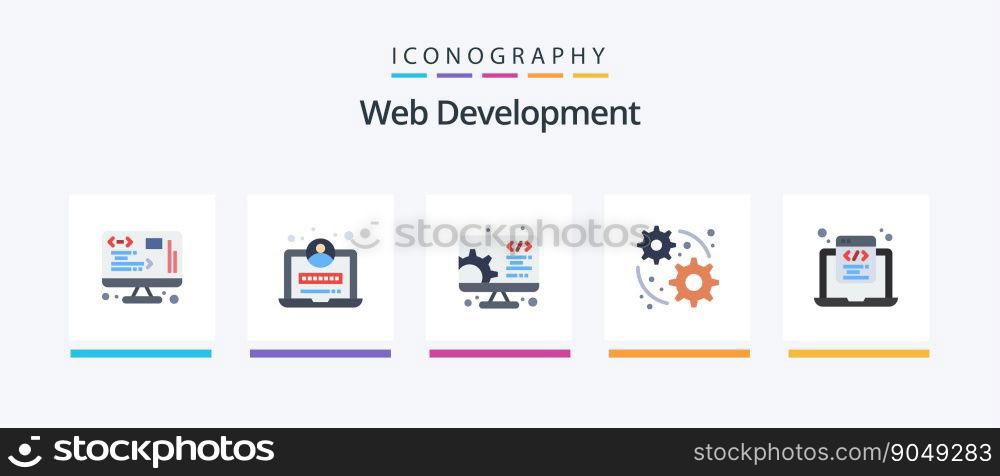 Web Development Flat 5 Icon Pack Including programming. html. service. coding. web. Creative Icons Design