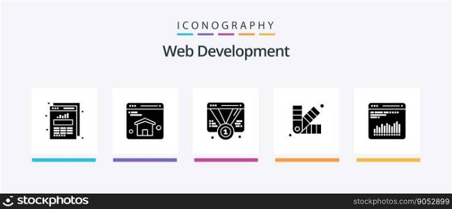 Web Development Glyph 5 Icon Pack Including analytics. chip. favorite. art. designing. Creative Icons Design