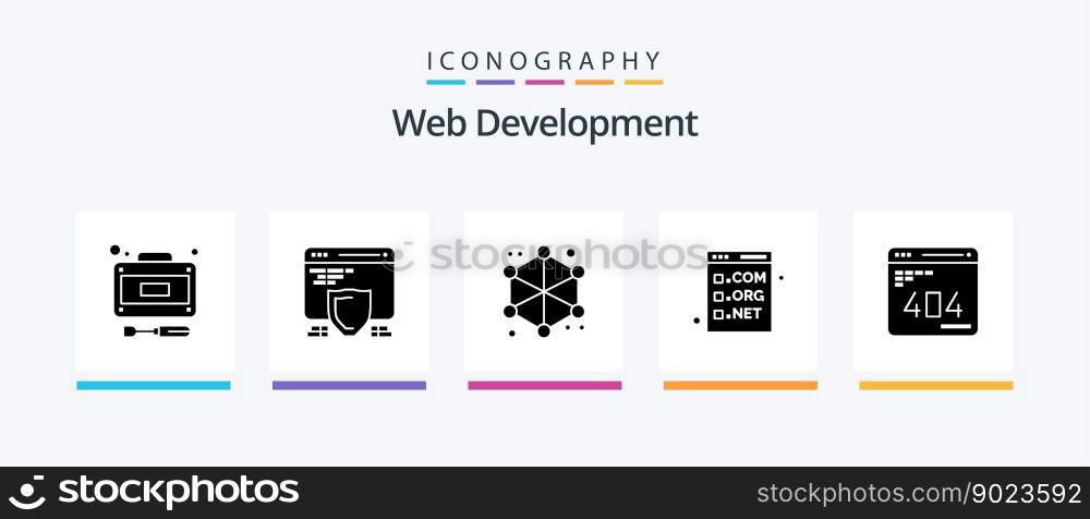 Web Development Glyph 5 Icon Pack Including develop. development. analytics. com. browser. Creative Icons Design