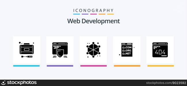 Web Development Glyph 5 Icon Pack Including develop. development. analytics. com. browser. Creative Icons Design