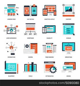 Web Development Icons. Abstract vector collection of flat web development icons. Elements for mobile and web applications.