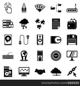 Web development icons set. Simple set of 25 web development vector icons for web isolated on white background. Web development icons set, simple style