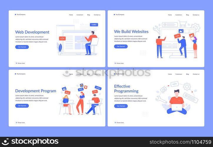 Web development. Website design, code engineering and creative interface vector landing page template. Coding and programming homepage layout. UI, UX, html, javascript. Navigating technology. Web development. Website design, code engineering and creative interface vector landing page template. Coding and programming homepage layout. UI, UX, usability. Content management