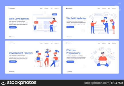 Web development. Website design, code engineering and creative interface vector landing page template. Coding and programming homepage layout. UI, UX, html, javascript. Navigating technology. Web development. Website design, code engineering and creative interface vector landing page template. Coding and programming homepage layout. UI, UX, usability. Content management