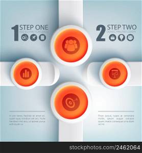 Web digital infographics with text business icons on red circles and rectangles on light background vector illustration. Web Digital Infographics