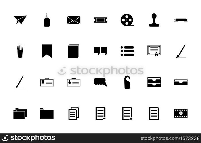 Web documents black color set solid style vector illustration. Web documents black color set solid style image