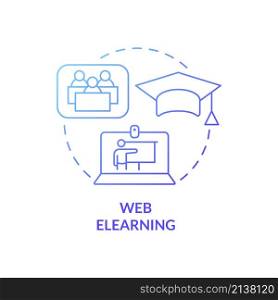 Web elearning blue gradient concept icon. Distant education. Electronic class abstract idea thin line illustration. Isolated outline drawing. Editable stroke. Roboto-Medium, Myriad Pro-Bold fonts used. Web elearning blue gradient concept icon