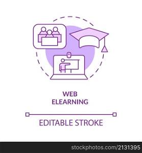 Web elearning purple concept icon. Distant education. Electronic classes abstract idea thin line illustration. Isolated outline drawing. Editable stroke. Roboto-Medium, Myriad Pro-Bold fonts used. Web elearning purple concept icon