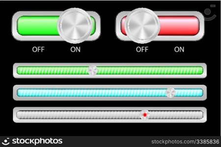 Web Elements - On and Off Switches and Slider in Different Colors