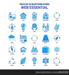Web Essential Blue Tone Icon Pack - 25 Icon Sets