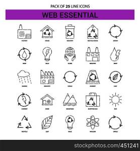 Web Essential Line Icon Set - 25 Dashed Outline Style