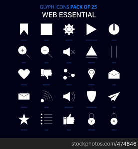 Web Essential White icon over Blue background. 25 Icon Pack