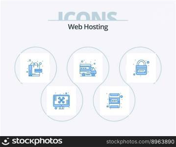 Web Hosting Blue Icon Pack 5 Icon Design. http. domain. ecommerce. web. hosting