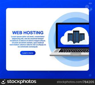 Web hosting concept with cloud computing icons design. Vector stock illustration.