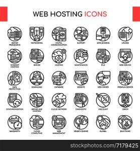 Web Hosting , Thin Line and Pixel Perfect Icons