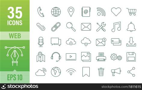 Web icon set. Business. Email icon. Video chat. Vector stock illustration. Web icon set. Business. Email icon. Video chat. Vector stock illustration.
