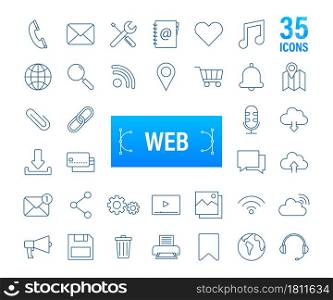 Web icon set. Business. Email icon. Video chat. Vector stock illustration. Web icon set. Business. Email icon. Video chat. Vector stock illustration.