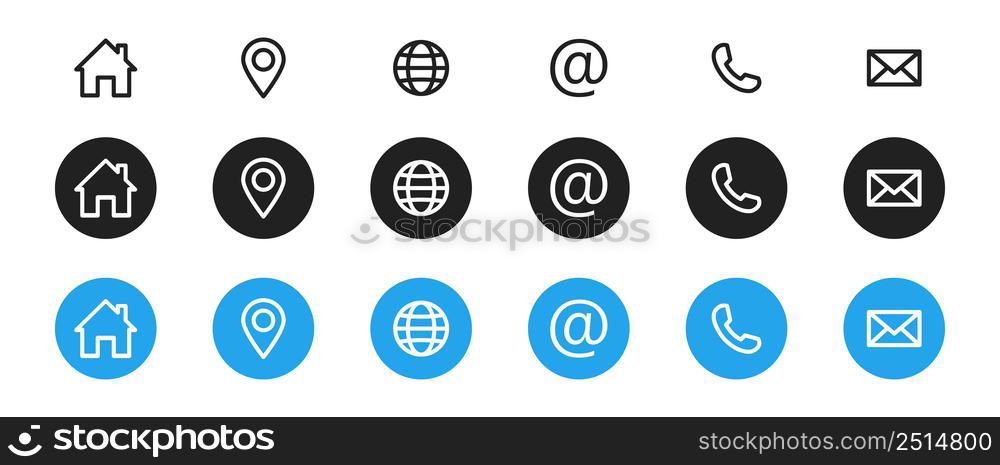 Web icon set. Website icons. Name, phone, mobile, location, place, mail, fax, web. Contact us, information, communication. Vector illustration. EPS 10.. Web icon set. Website icons. Name, phone, mobile, location, place, mail, fax, web. Contact us, information, communication. Vector illustration.